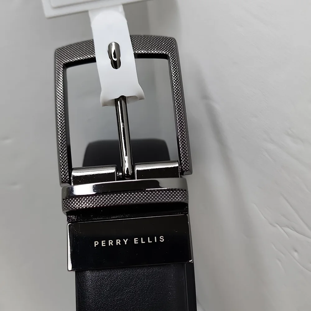 PERRY ELLIS POTFOLIO MEN'S REVERSIBLE BELT, BLACK & BROWN, SIZE 42 - Picture 5 of 10